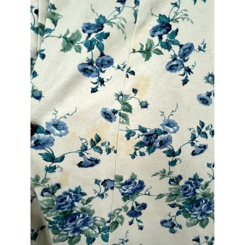 Vintage Jennifer Collins‎ Midi Skirt Womens 1X Cream Blue Floral Button Front